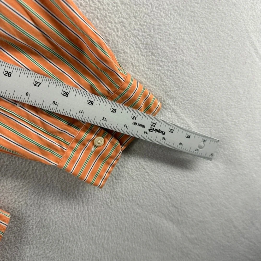 Vintage Ralph Lauren Button Down Shirt Mens XL Orange Green Striped Pony 90s